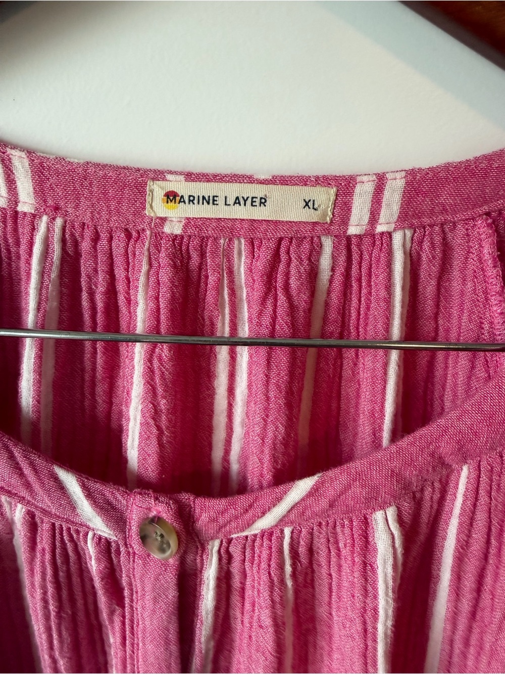Pink Striped Button-Front Midi Dress - Picture 6 of 6